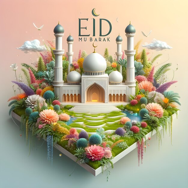 Eid Mubarak Disegno di post sui social media