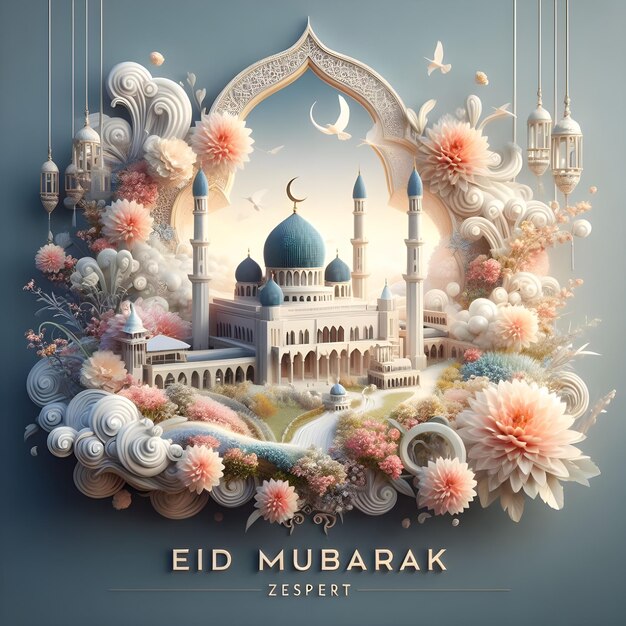 Eid Mubarak Disegno di post sui social media