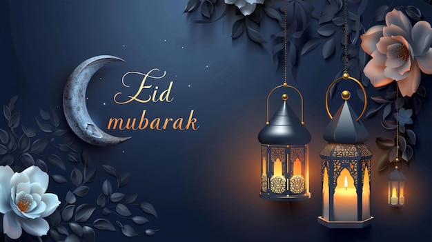 Eid mubarak Eid al fitr sfondo della carta di auguri