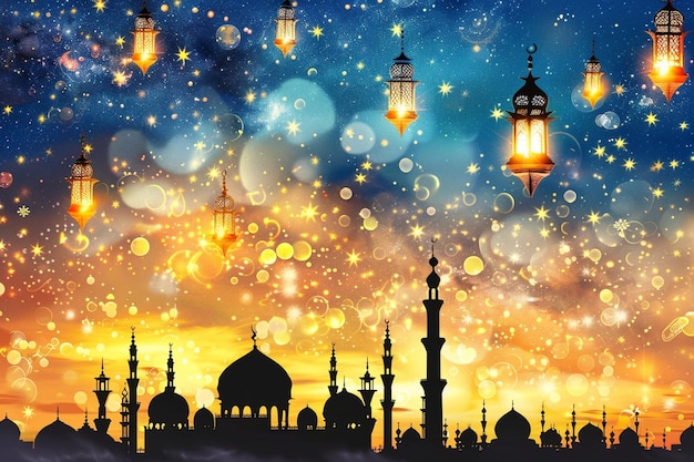 Eid mubarak festa islamica bellissimo design di sfondo di saluto
