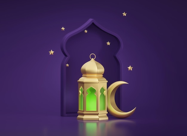 Eid Mubarak. Modello di instagram dorato Ramadan kareem. illustrazione di rendering 3d