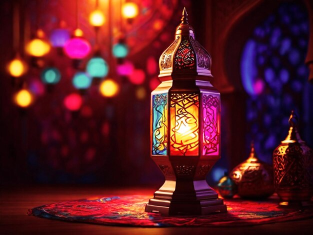 Eid Mubarak Ramadan Kareem con lanterna o lampada di Eid