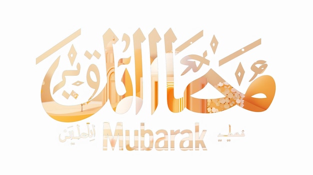 Eid Mubarak tipografia 42 semplice lowpoly carino 3D di Eid al Adha Mubarak sfondo