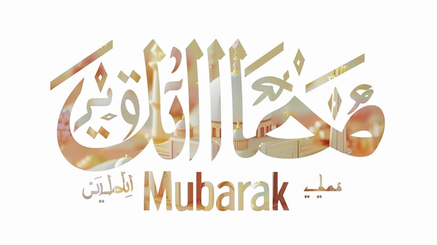 Eid Mubarak tipografia 42 semplice lowpoly carino 3D di Eid al Adha Mubarak sfondo