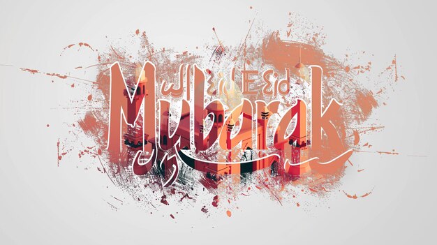 Eid Mubarak tipografia 43 semplice lowpoly carino 3D di Eid al Adha Mubarak sfondo