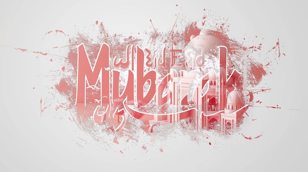 Eid Mubarak tipografia 43 semplice lowpoly carino 3D di Eid al Adha Mubarak sfondo