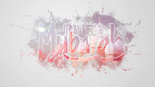 Eid Mubarak tipografia 43 semplice lowpoly carino 3D di Eid al Adha Mubarak sfondo