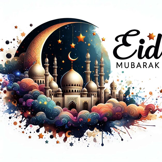 Eid mubarok modello di sfondo islamico AI