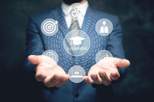 Elearning and network connection icons