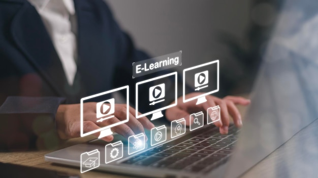 Elearning EdTech Tecnologia dell'istruzione elearning apprendimento online concetto di tecnologia internet