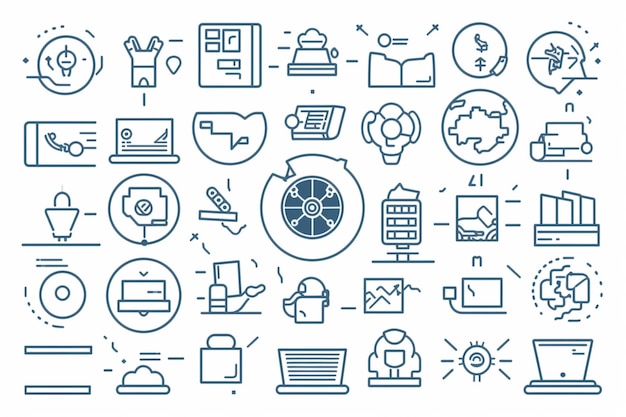 Elearning online education elements minimal thin line web icon set Outline icons collection Si