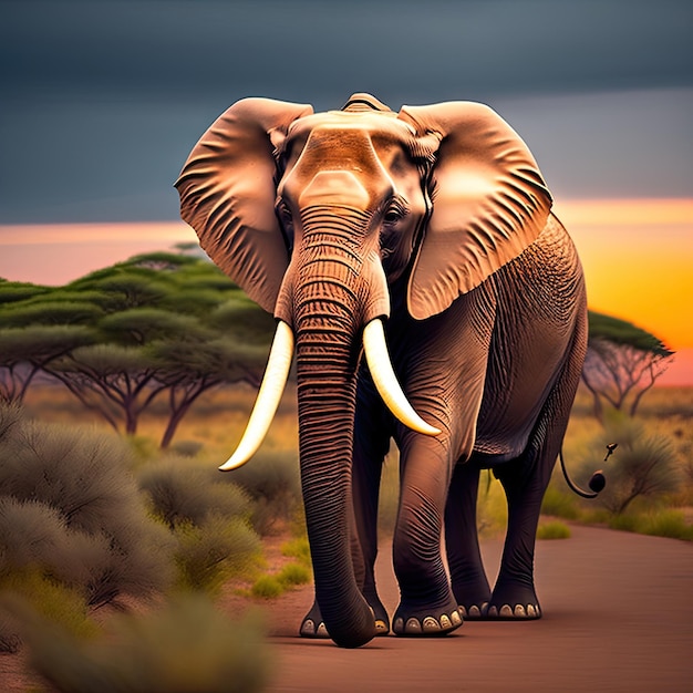 Elefante africano Animali africani selvatici postelaborati