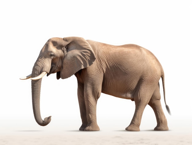 Elefante africano isolato su sfondo bianco