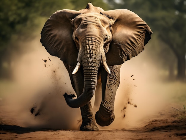 elefante che corre verso la telecamera