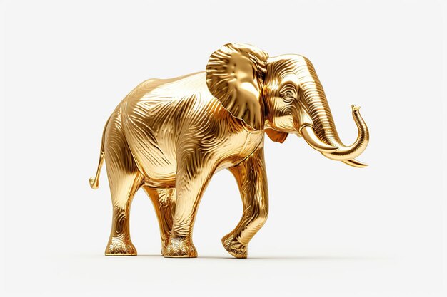 elefante d'oro su sfondo bianco