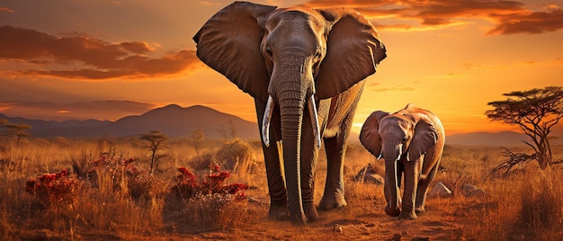 elefante e crepuscolo
