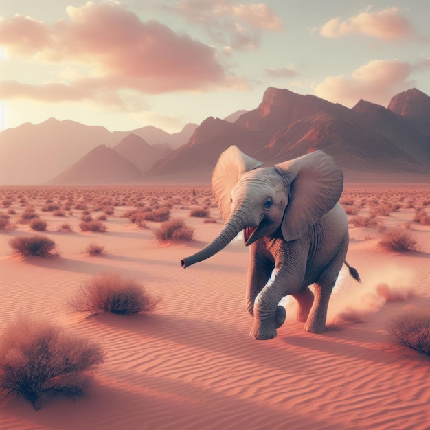 elefante nel deserto