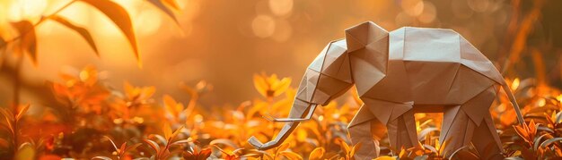 Elefante origami in consistenza di carta savanna