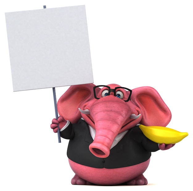 Elefante rosa - Illustrazione 3D