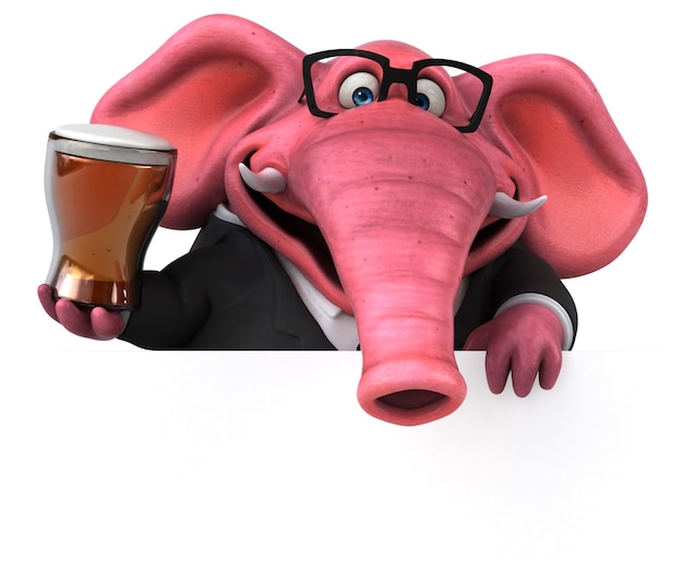 Elefante rosa - Illustrazione 3D