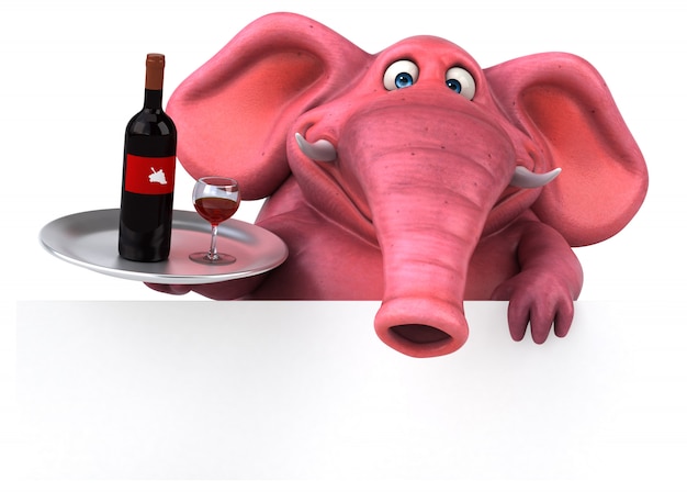 Elefante rosa - illustrazione 3D