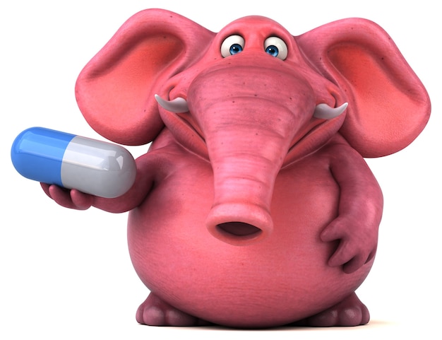 Elefante rosa - Illustrazione 3D