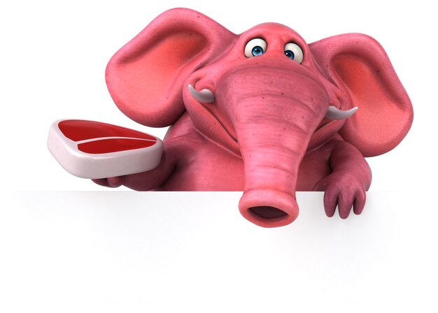 Elefante rosa - Illustrazione 3D