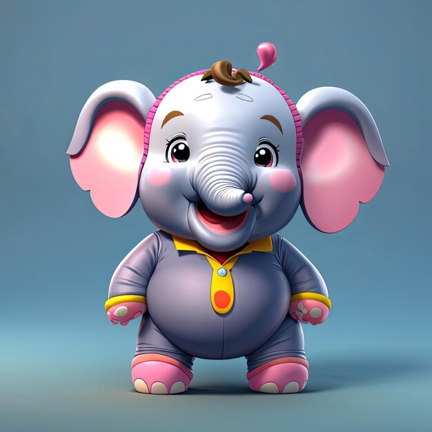 elefante Simpatico bambino grasso animale conlorful e realistico 3d