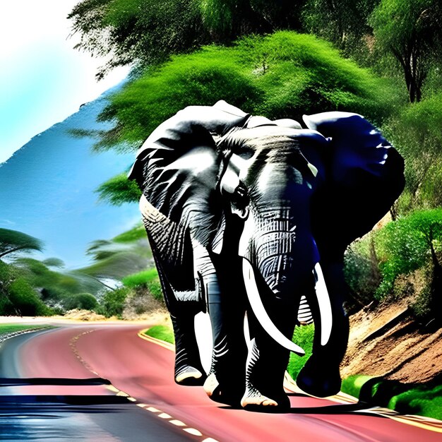 Elefante su una strada