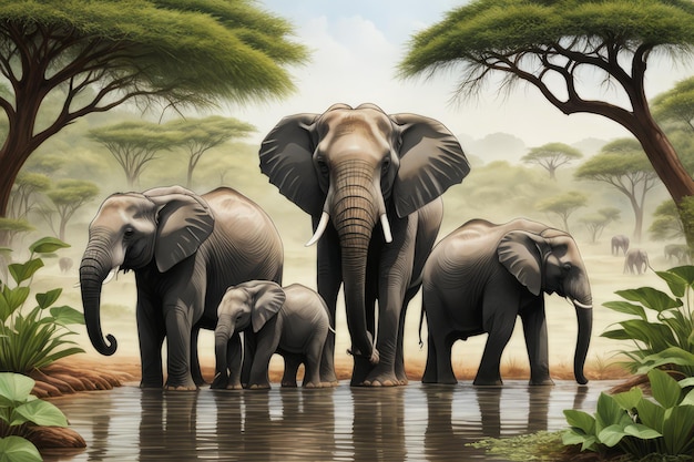 elefanti africani in naturaelefanti africani in naturaelefanti con elefanti in natura