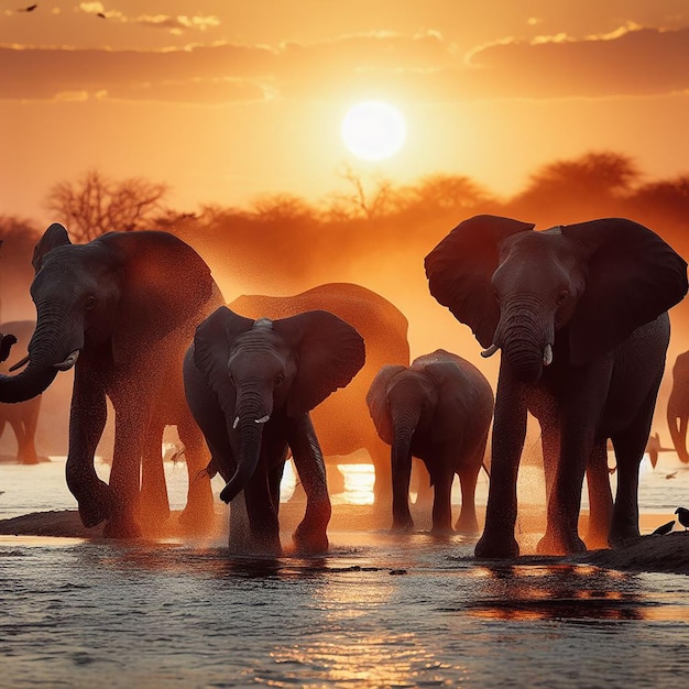 elefanti che bevono acqua