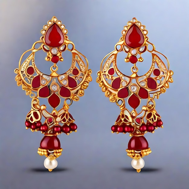 Elegance ha presentato una collezione di orecchini ornamentali in oro e gioielli rossi PatharDesign