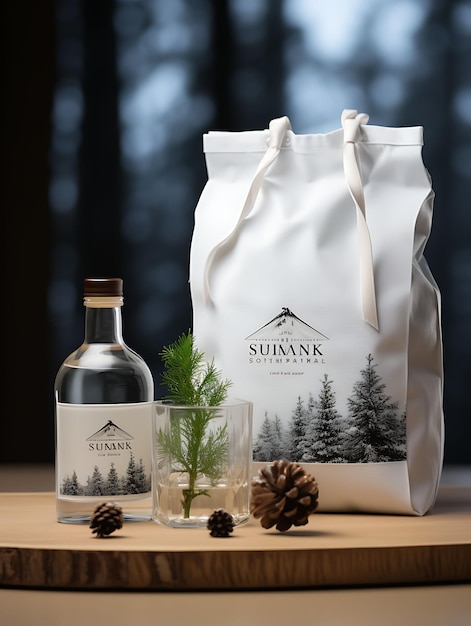 Elegant Finnish Vodka Shot Glass Salmiakki Winter Forest Cool Whites Trending Layout di sfondo