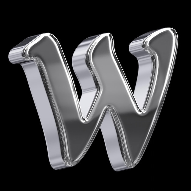 Elegant Silver Chrome 3D Letter W (lettera W in argento elegante)