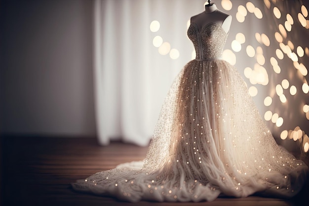 Elegante abito da sposa classico su appendiabiti Luce naturale AI generativa