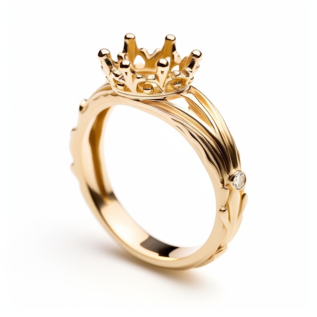 Elegante anello a corona in oro ispirato allo stile di John Wilhelm