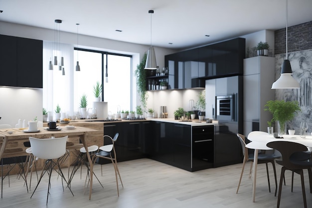 Elegante appartamento interno con cucina moderna Idea per il design della casa