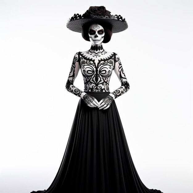 Elegante bambola Catrina Una celebrazione del Dia de los Muertos