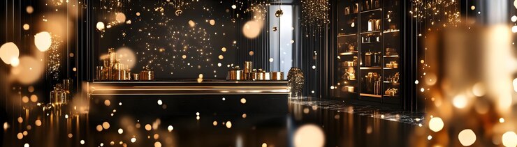 Foto elegante banner del black friday con lussuosi accenti d'oro per un'esperienza di acquisto al dettaglio di lusso