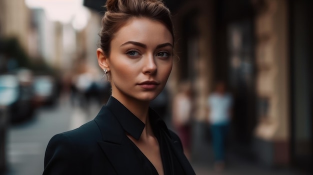 Elegante bella donna d'affari nel camminare per strada