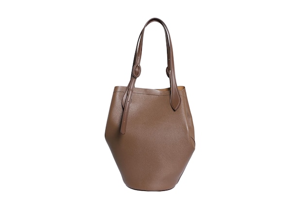 Elegante borsa da donna alla moda isolata su sfondo bianco Bella borsa femminile in pelle marrone di lusso Accessori di lusso