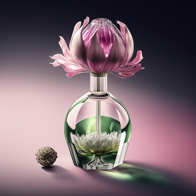 Elegante bottiglia di profumo decorata con fiori