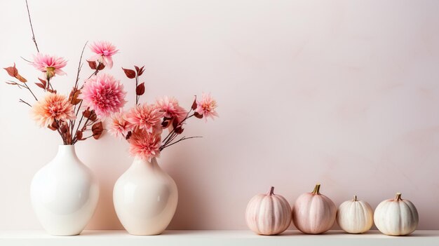 Elegante bouquet autunnale con zucca sul tavolo del giorno del ringraziamento