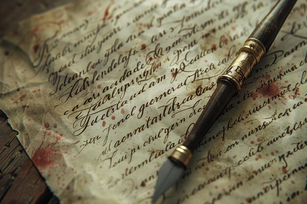 Elegante calligrafia su carta pergamena