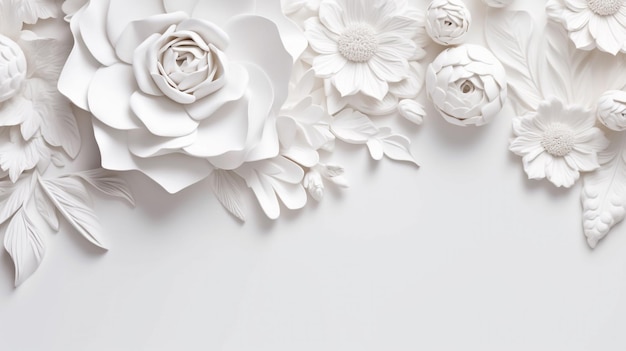 Elegante carta bianca con fiori recisi