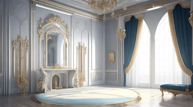 Elegante castello interno rendering 3d