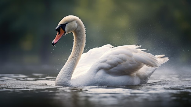 Elegante cigno bianco che nuota