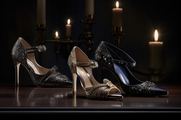 Elegante collezione di calzature con splendide scarpe da sera e da cocktail create con intelligenza artificiale generativa