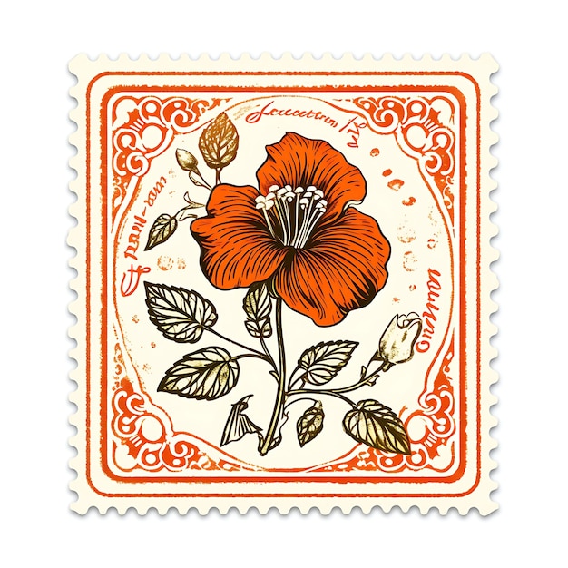 Elegante collezione di francobolli Fiori ad acquerello e disegni artistici per l'artigianato digitale