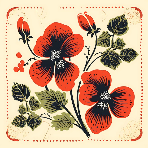Elegante collezione di francobolli Fiori ad acquerello e disegni artistici per l'artigianato digitale